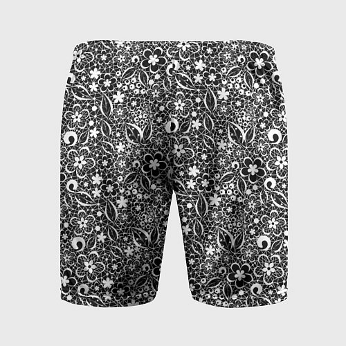 Мужские спортивные шорты Кружевной черно белый узор / 3D-принт – фото 2