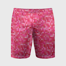 Мужские спортивные шорты Цикламеновая пиксельная абстракция