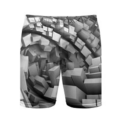 Шорты спортивные мужские Геометрическая объёмная абстракция, цвет: 3D-принт