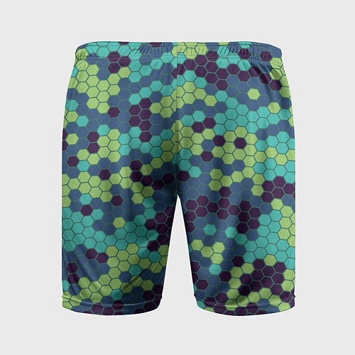 Мужские спортивные шорты Зеленые соты в мозаике / 3D-принт – фото 2