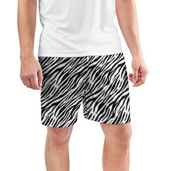 Шорты спортивные мужские Чёрно-Белые полоски Зебры, цвет: 3D-принт — фото 2