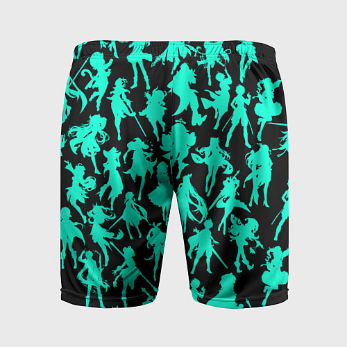 Мужские спортивные шорты НЕОНОВЫЕ ГЕРОИ ГЕНШИН ИМПАКТ / 3D-принт – фото 2