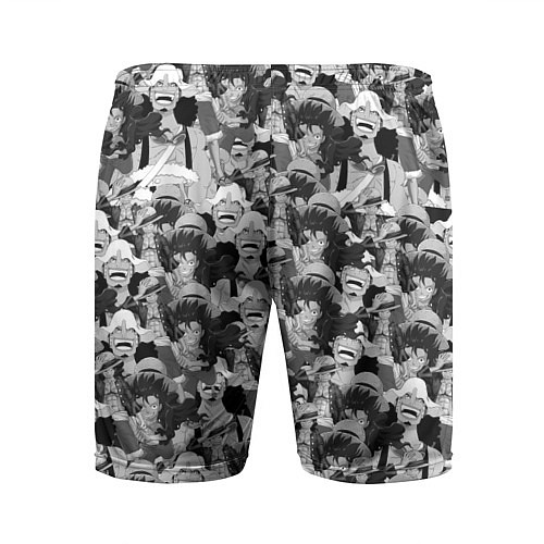 Мужские спортивные шорты Манки Д Луффи, One Piece ЧБ / 3D-принт – фото 2