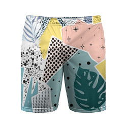 Мужские спортивные шорты Абстрактный узор с пальмовыми листами и геометрией