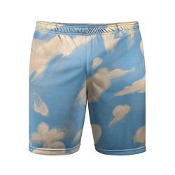 Мужские спортивные шорты Рисунок голубого неба с облаками маслом