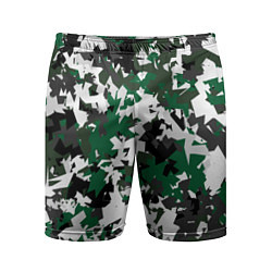 Шорты спортивные мужские Зелено-черный камуфляж, цвет: 3D-принт