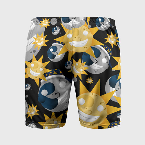 Мужские спортивные шорты Солнце и Луна из FNAF Security Breach Паттерн / 3D-принт – фото 2
