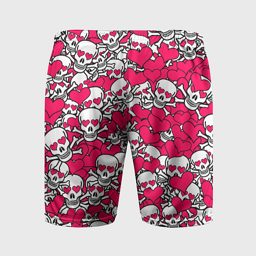 Мужские спортивные шорты Влюбленные черепа / 3D-принт – фото 2
