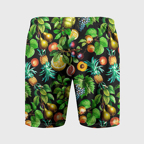 Мужские спортивные шорты Сочные фрукты - персик, груша, слива, ананас / 3D-принт – фото 2