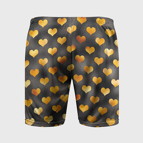 Мужские спортивные шорты Сердечки Gold and Black / 3D-принт – фото 2
