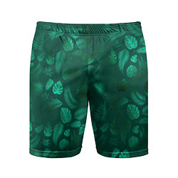 Мужские спортивные шорты Яркие зеленые листья