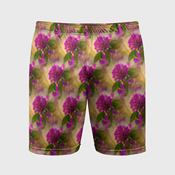 Шорты спортивные мужские Фиолетовые цветочки 3d, цвет: 3D-принт