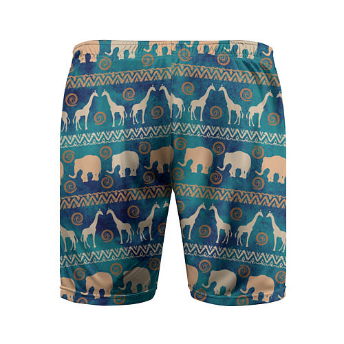 Мужские спортивные шорты Жирафы и слоны / 3D-принт – фото 2