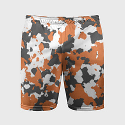 Шорты спортивные мужские Orange Camo, цвет: 3D-принт