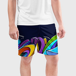 Шорты спортивные мужские Цветное граффити, цвет: 3D-принт — фото 2