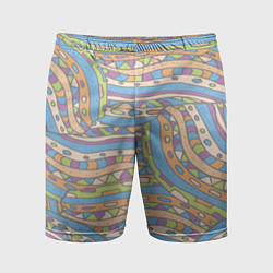 Мужские спортивные шорты Разноцветный геометрический узор в стиле дудл
