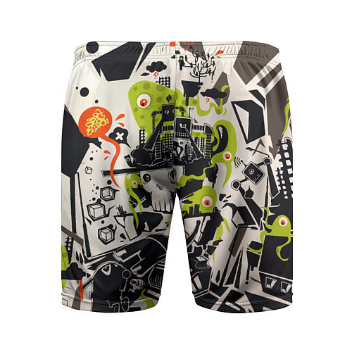 Мужские спортивные шорты Cyber pattern Skull Vanguard Fashion / 3D-принт – фото 2