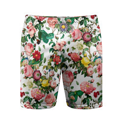 Шорты спортивные мужские Узор из летних роз Summer Roses Pattern, цвет: 3D-принт