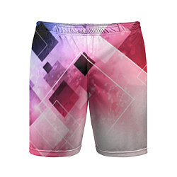 Шорты спортивные мужские Розово-голубая абстрактная геометрия, цвет: 3D-принт