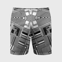 Мужские спортивные шорты Черно белый современный геометрический узор Симмет