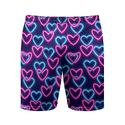 Шорты спортивные мужские Неоновые сердца, паттерн, цвет: 3D-принт