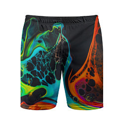 Шорты спортивные мужские Цветная лава краска, цвет: 3D-принт
