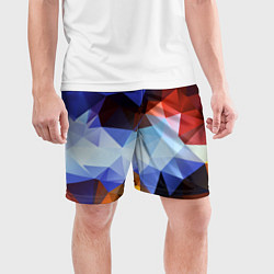 Шорты спортивные мужские Абстрактный цветной узор из треугольников Abstract, цвет: 3D-принт — фото 2