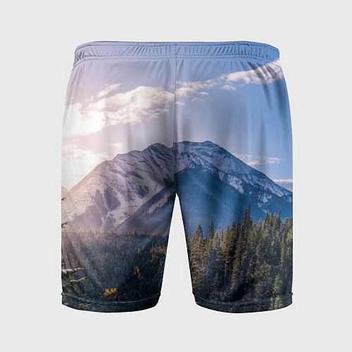 Мужские спортивные шорты Горы Лес Солнце / 3D-принт – фото 2