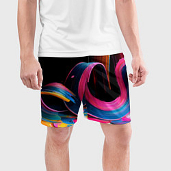 Шорты спортивные мужские Разноцветный мазки краски Абстракция Multicolored, цвет: 3D-принт — фото 2