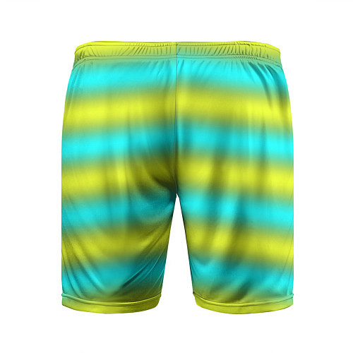 Мужские спортивные шорты Бирюзово-желтые неоновые полосы / 3D-принт – фото 2