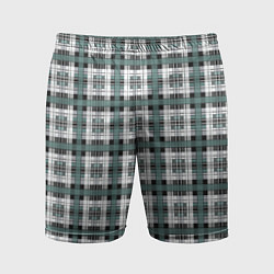 Мужские спортивные шорты Серо-зеленый клетчатый узор шотландка