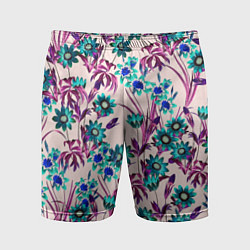 Шорты спортивные мужские Цветы Летние Фиолетовые Рудбеки, цвет: 3D-принт