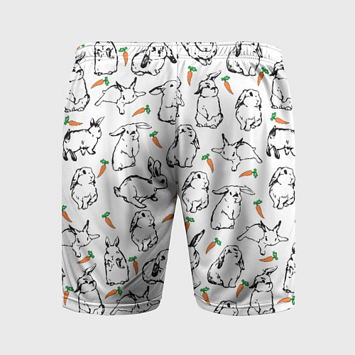 Мужские спортивные шорты Зайцы с морковками / 3D-принт – фото 2