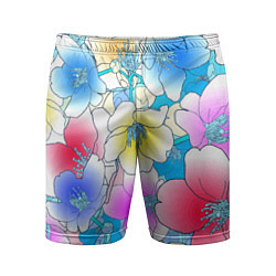 Шорты спортивные мужские Летний цветочный паттерн Fashion trend 2025, цвет: 3D-принт