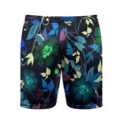 Мужские спортивные шорты Color summer night Floral pattern
