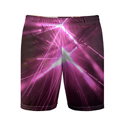 Шорты спортивные мужские Неоновые лазеры во тьме - Розовый, цвет: 3D-принт