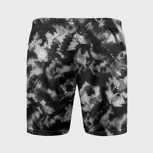 Мужские спортивные шорты Черно-белый абстрактный камуфляж / 3D-принт – фото 2