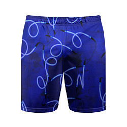 Шорты спортивные мужские Неоновые закрученные фонари - Синий, цвет: 3D-принт