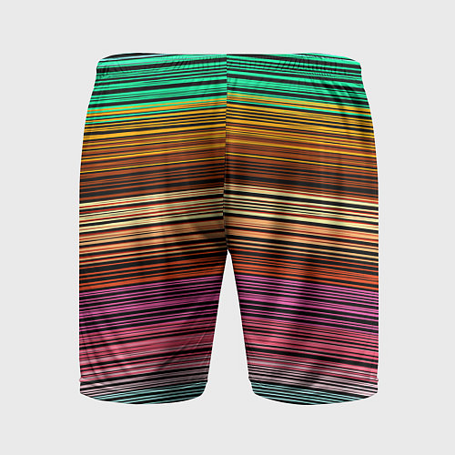 Мужские спортивные шорты Multicolored thin stripes Разноцветные полосы / 3D-принт – фото 2