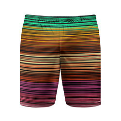 Шорты спортивные мужские Multicolored thin stripes Разноцветные полосы, цвет: 3D-принт