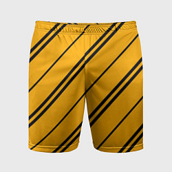 Шорты спортивные мужские Полосы желтые черные, цвет: 3D-принт