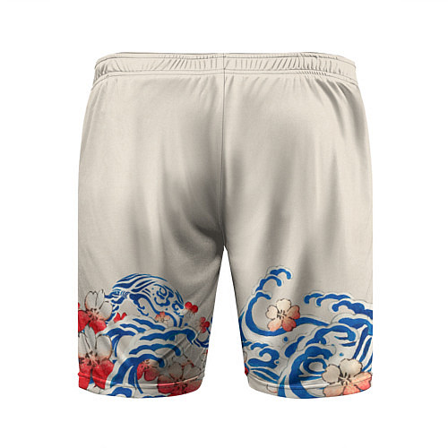 Мужские спортивные шорты Японский орнамент волн / 3D-принт – фото 2