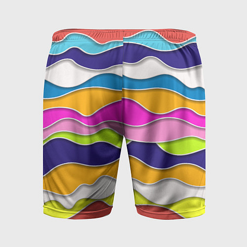 Мужские спортивные шорты Разноцветные волны Летний паттерн / 3D-принт – фото 2