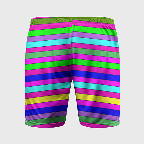 Мужские спортивные шорты Multicolored neon bright stripes / 3D-принт – фото 2