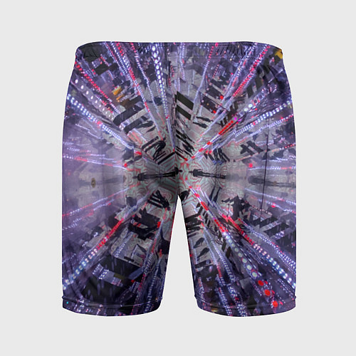 Мужские спортивные шорты Неоновый абстрактный коридор - Фиолетовый / 3D-принт – фото 2