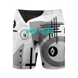 Мужские спортивные шорты SPORT GAMES черно-белый абстрактный узор