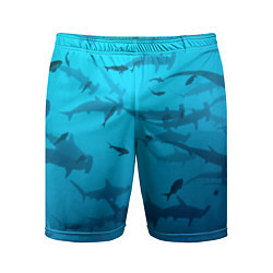 Шорты спортивные мужские Акулы - океан, цвет: 3D-принт