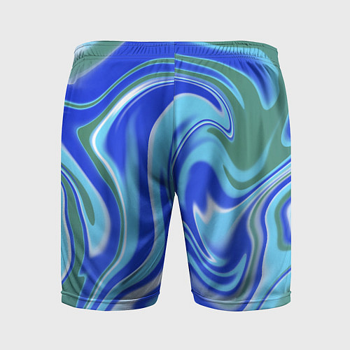 Мужские спортивные шорты Тай-дай с синим, зелёным и белым цветом / 3D-принт – фото 2