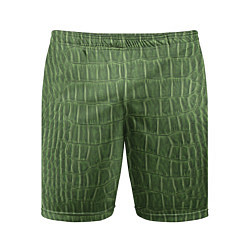 Шорты спортивные мужские Крокодиловая кожа зелёная, цвет: 3D-принт