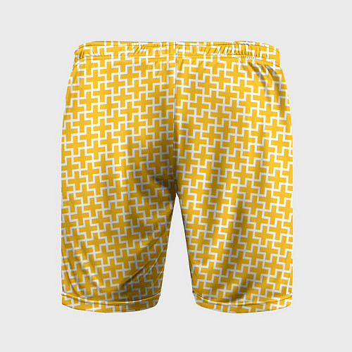 Мужские спортивные шорты Белые крестики на желтом фоне / 3D-принт – фото 2